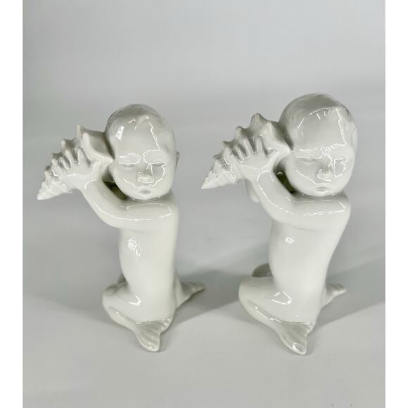 2 Bing & Grondahl B & G Copenhagen #2264 Mermaid Child Conch Shell 4.5" Figurine - Picture 1 of 7